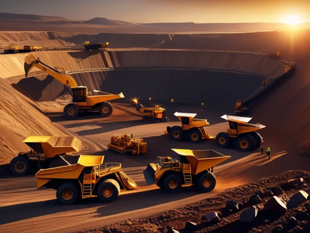 Imagen: Minería sostenible y ética en un paisaje minero al atardecer