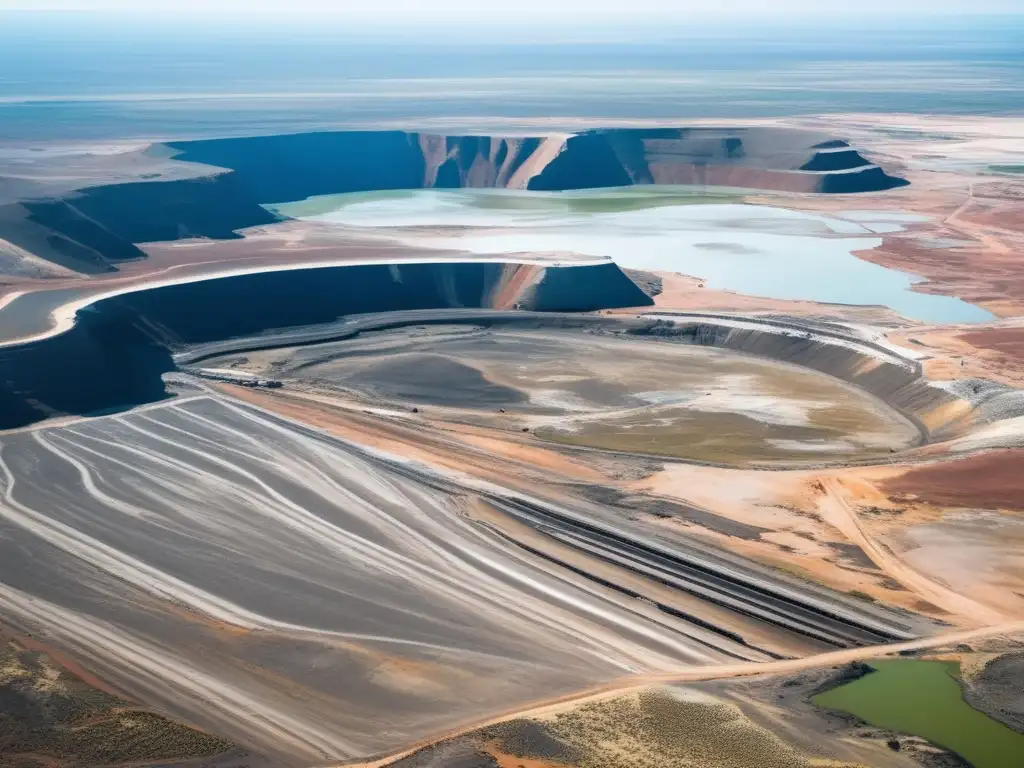 Política minera sostenible en Botswana: Armonía entre naturaleza e industria en la vasta y cautivadora vista aérea de las minas a cielo abierto, rodeadas de diversa flora y fauna