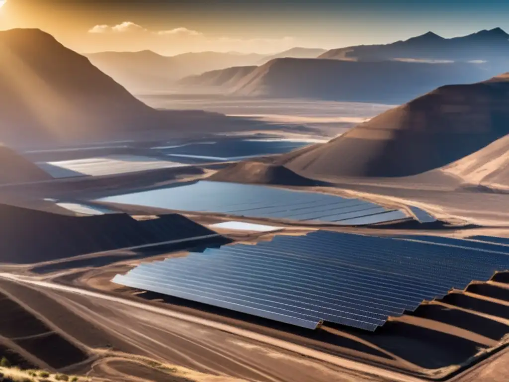 Tendencias financieras sostenibles en minería: Mina integrada con energías renovables y armonía entre industria y naturaleza