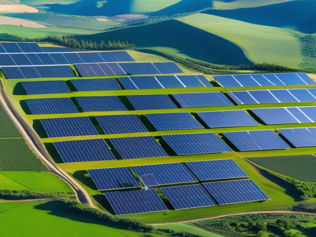 Iniciativas prometedoras minería sostenible: mina ecológica con energía renovable, tecnología avanzada y paisaje pintoresco