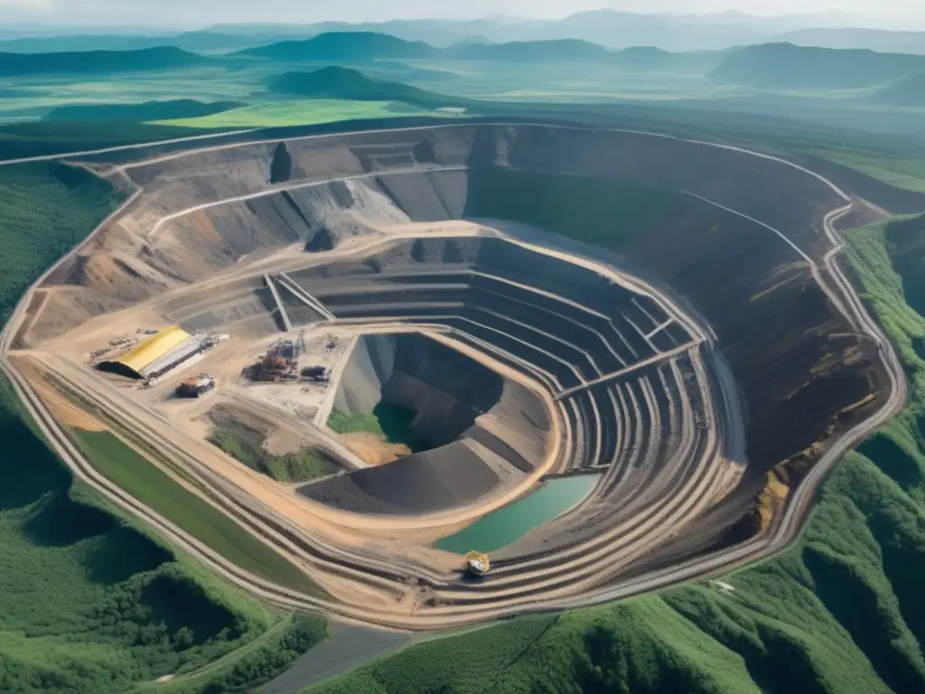 Mina a cielo abierto con tecnología avanzada y drones Tecnología avanzada y conservación ambiental en minería