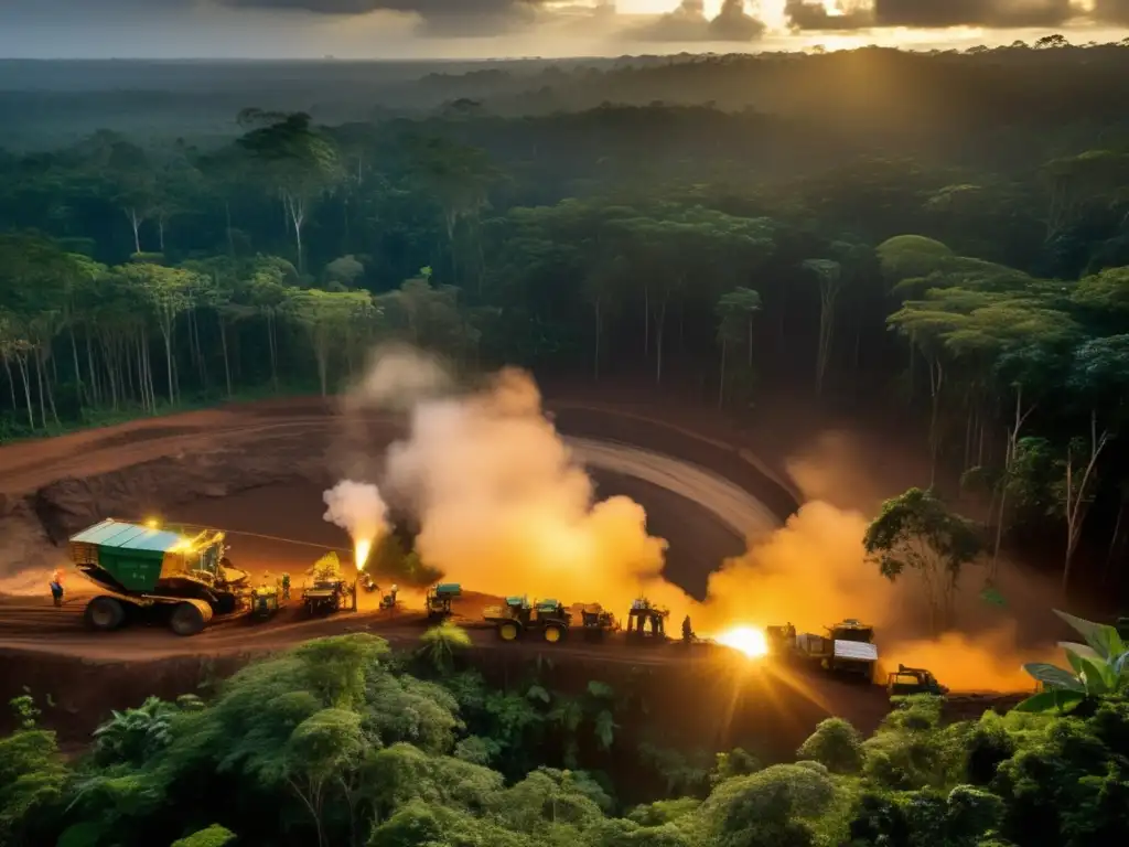 Minería sostenible en la Amazonía: Mineros trabajando en armonía con la naturaleza, protegiendo el ecosistema y promoviendo el desarrollo sostenible