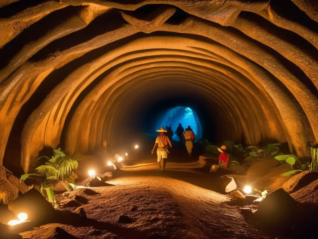 Mineria sostenible y simbolismo precolombino en túnel minero subterraneo