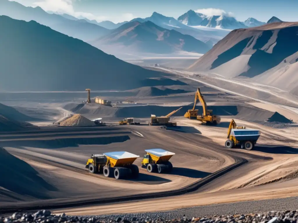 Paisaje espectacular muestra mina sostenible y legislación ambiental para recursos minerales