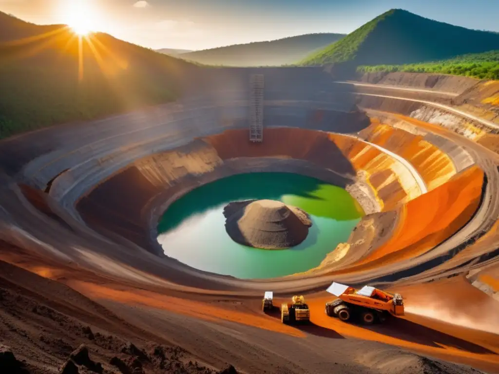 Minería sostenible y conservación de recursos en paisaje minero rodeado de naturaleza