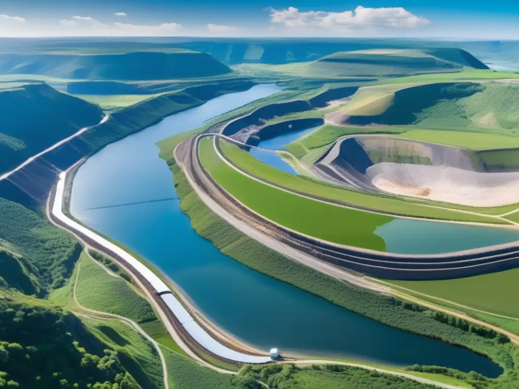 Explotación minera sostenible en paisaje natural Mineria sostenible: vista panorámica muestra importancia ética y compromiso con el medio ambiente