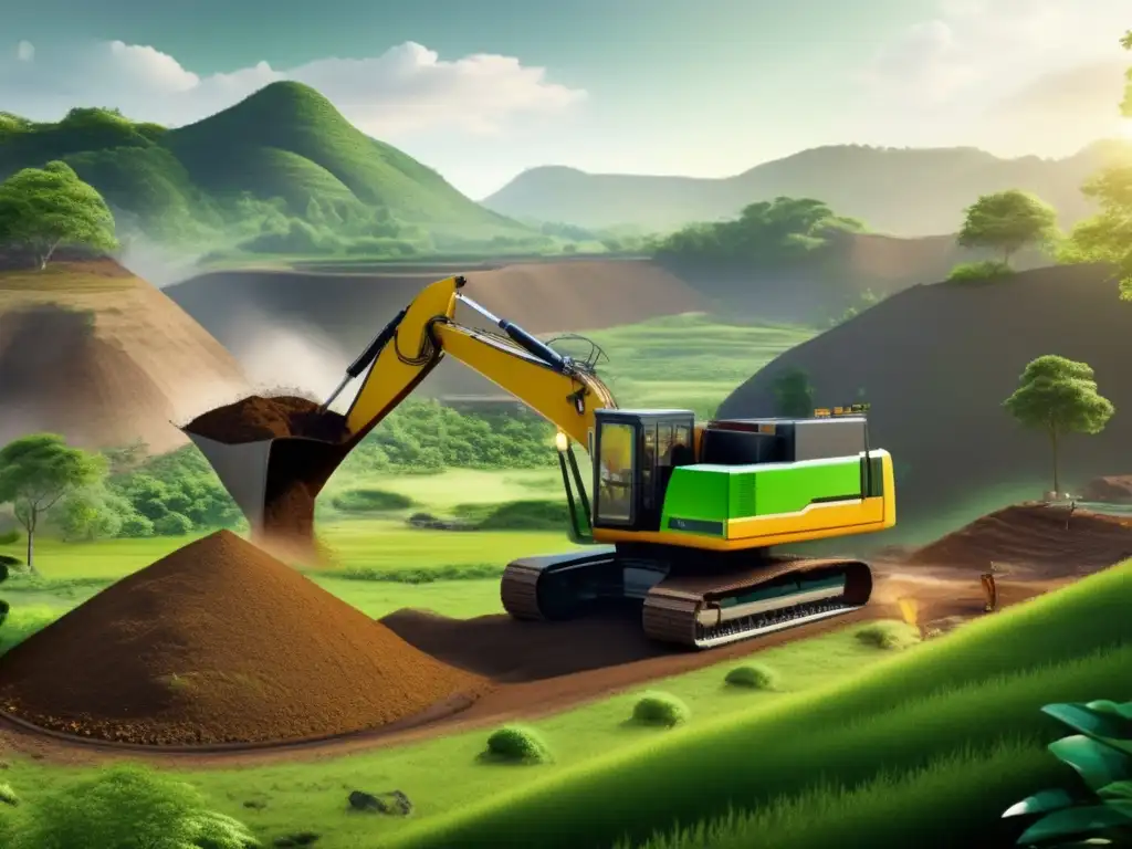 Vista panorámica de minería sostenible y ética en armonía con la naturaleza