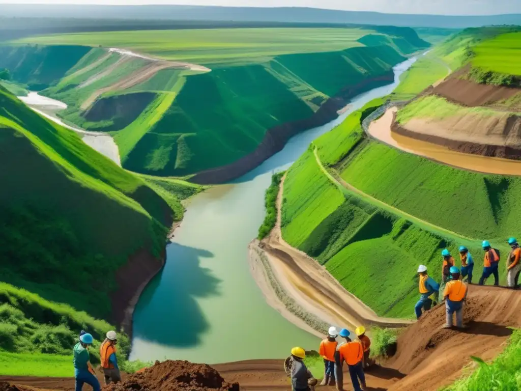 Panorama de mineros en minería sostenible con comercio justo