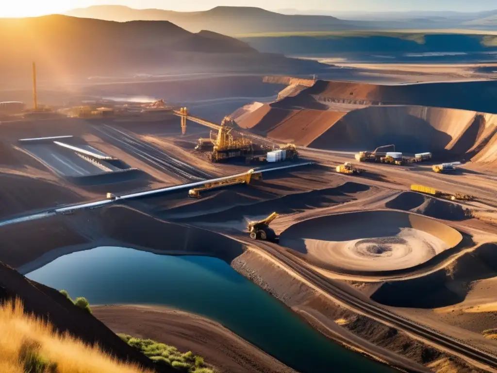 Paisaje minero en montañas con tecnología sostenible Tecnología sostenible en minería: Revolución en paisaje minero