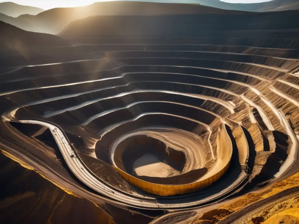 Vistas aéreas de mina: Medición impacto ambiental en minería sostenible