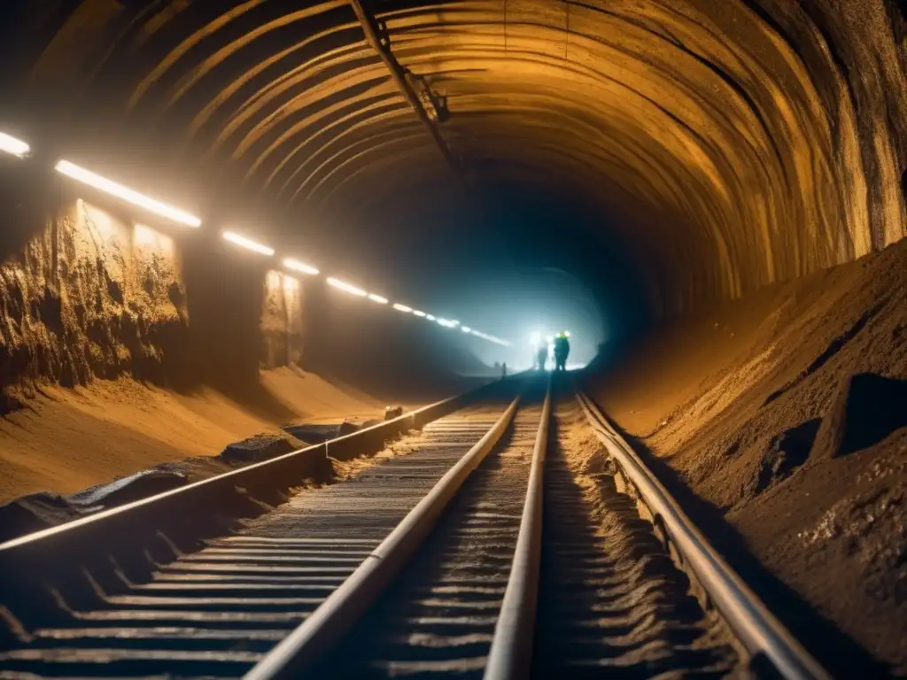 Mineros en túnel de minería subterránea - Pérdida de audición en minería subterránea