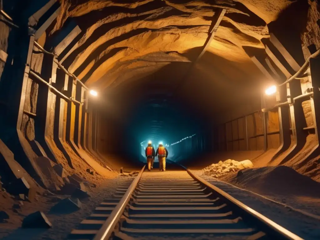 Mineros trabajando en túnel minero, destacando beneficios de legislación ambiental minera