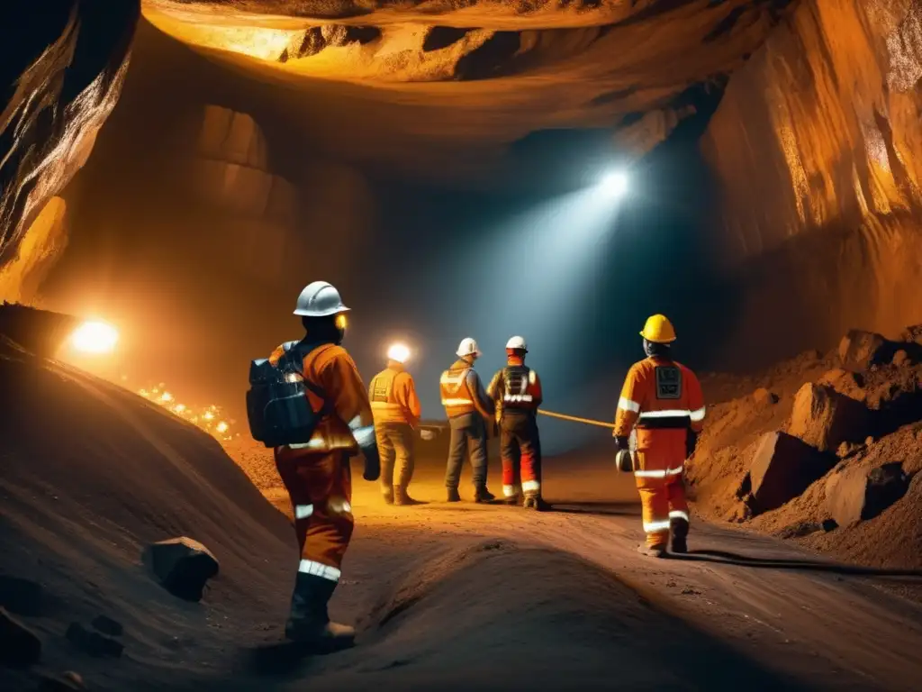 Mineria subterránea: desafíos y soluciones Desafíos de seguridad en minería profunda: Operación minera subterránea detallada con maquinaria pesada y prácticas responsables