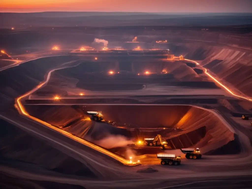 Mineria a cielo abierto al atardecer: soluciones sostenibles para la minería