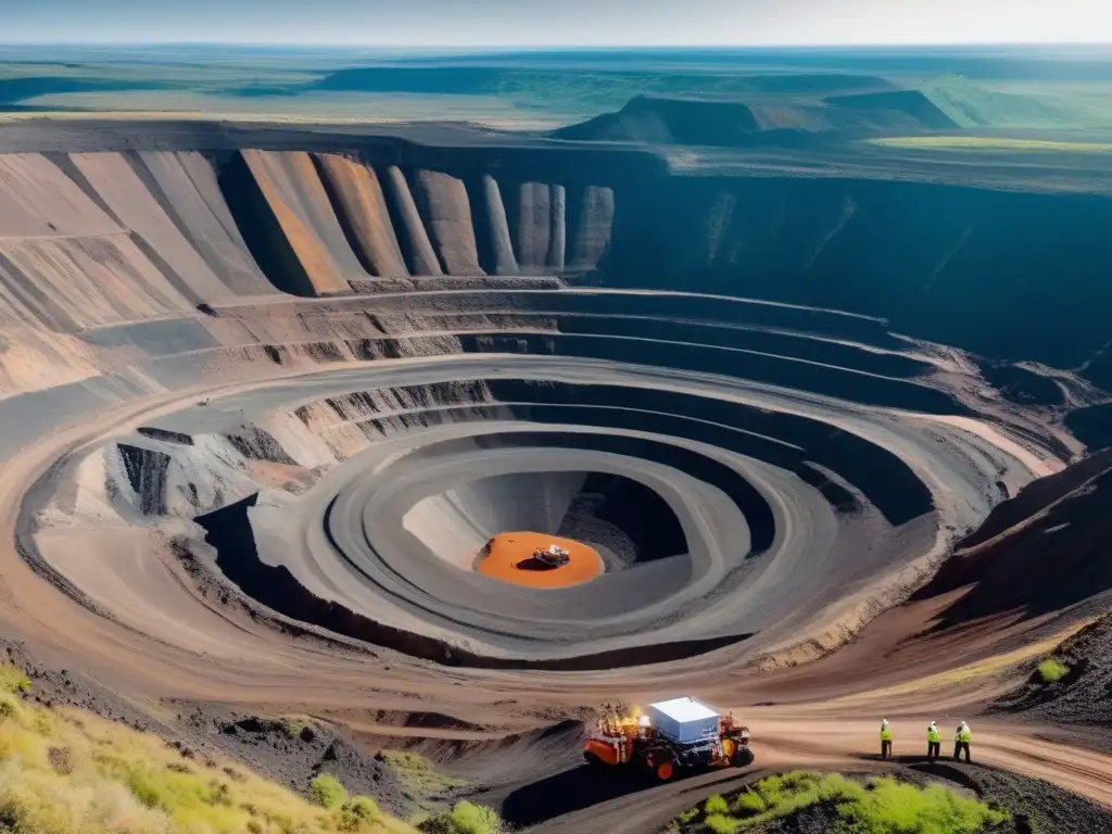 Mapeo geológico avanzado en minería: equipo de geólogos y tecnología de vanguardia en una mina