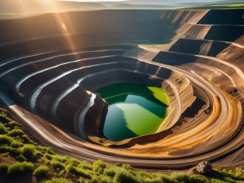 Importancia minerales tecnología verde - Paisaje minero remoto capturado en una impresionante imagen 8k ultra detallada