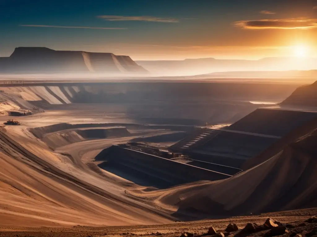 Impacto ambiental de la minería sostenible en paisaje minero desolado