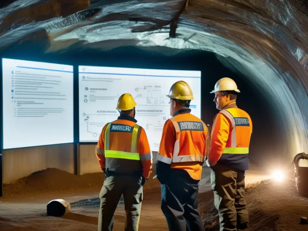 Mineros en túnel discuten protocolos emergencia: seguridad minera sostenible