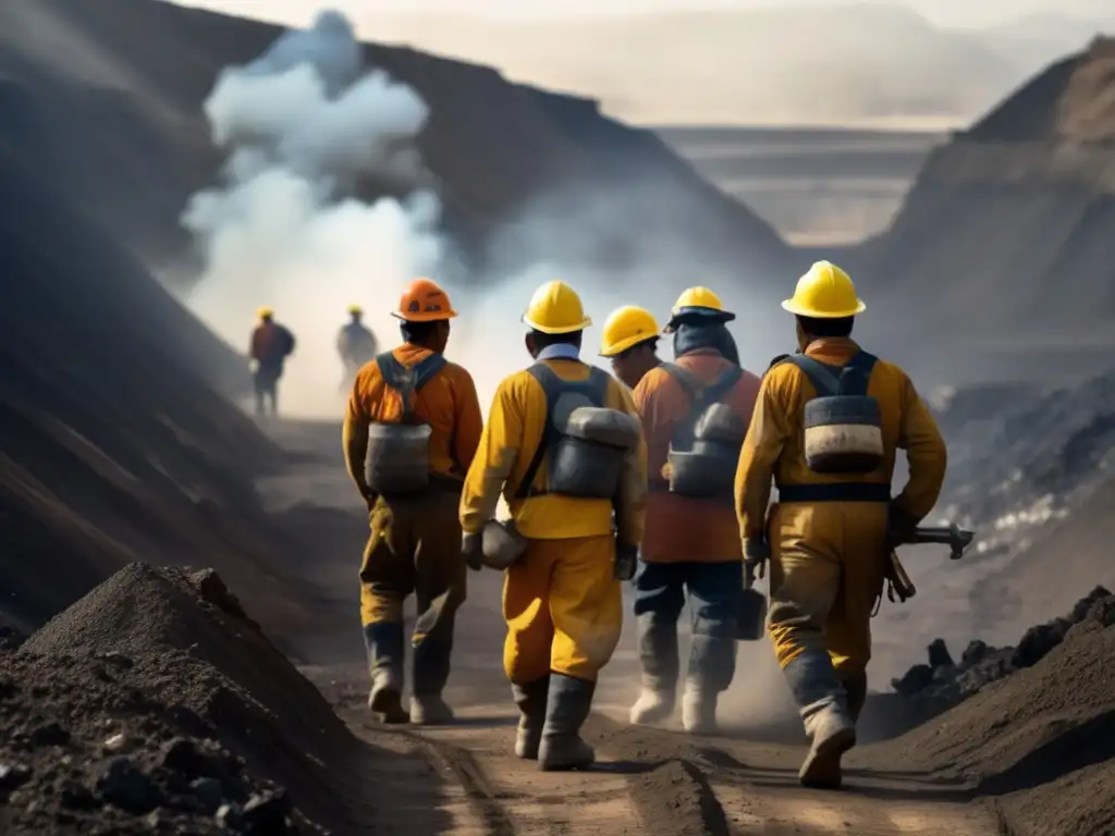 Mineros en Sudán trabajando en una mina a cielo abierto, destacando el marco legal de la minería