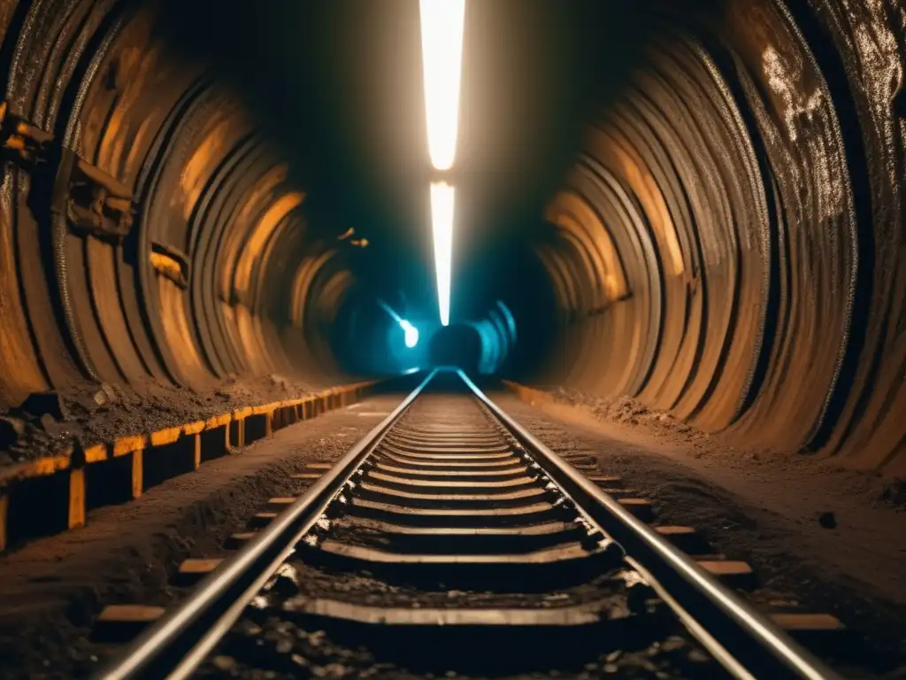 Riesgos de enfermedades infecciosas en la minería: túnel oscuro y peligroso, mineros con equipo protector y herramientas