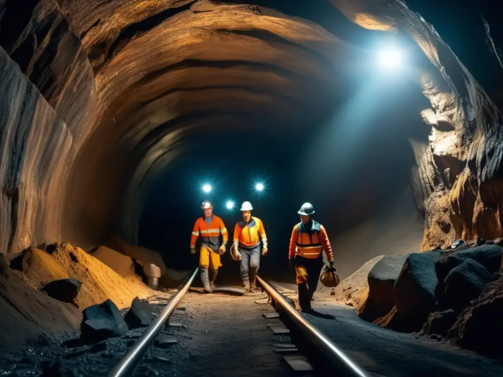 Mineros trabajando en condiciones peligrosas, prevención de enfermedades mineras