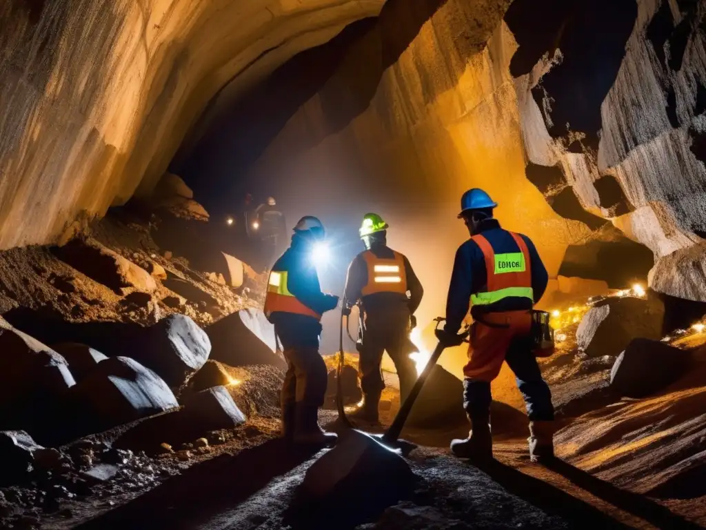 Mineros utilizando herramientas modernas en la exploración minera