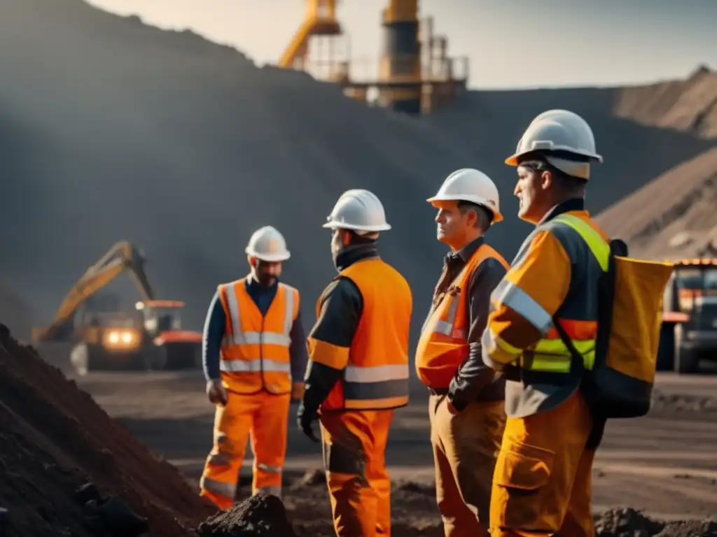 Mineros practicando protocolos de emergencia en sitio minero - Protocolos de emergencia minera sostenibles