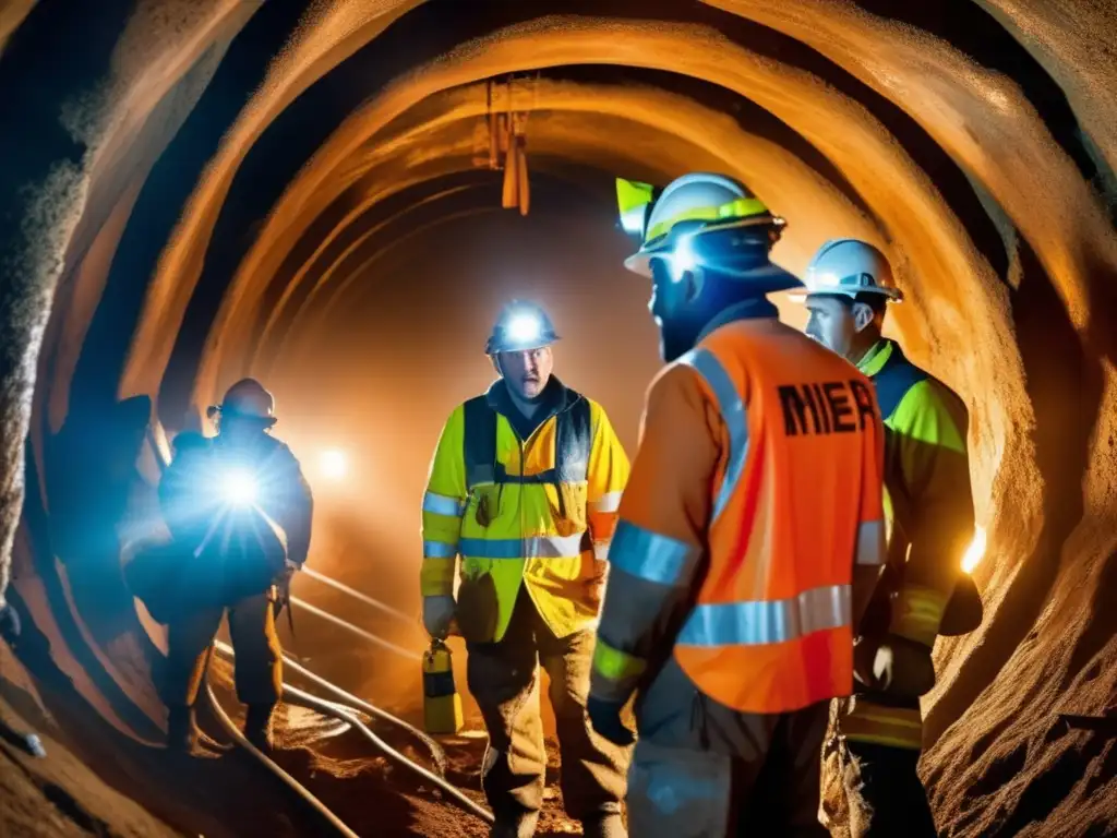 Mineros en operación de rescate con equipos de seguridad - Protocolos de emergencia minería sostenible