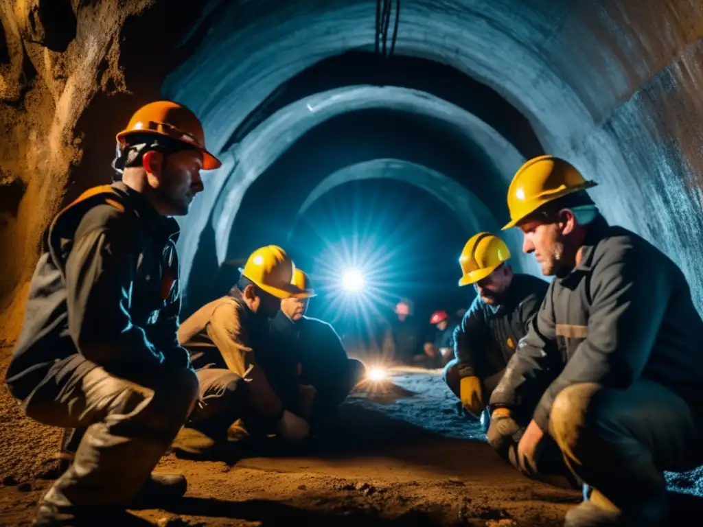 Mineros practicando técnicas de seguridad y protocolos de emergencia en minas