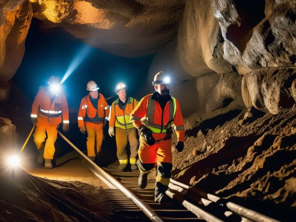 Innovaciones para prevenir accidentes mineros en mina oscura con mineros equipados correctamente