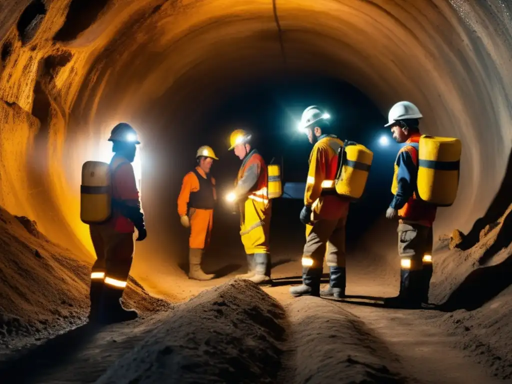 Trabajadores mineros en túnel: Innovación seguridad minera sostenible