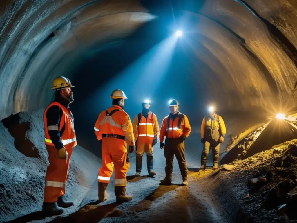 Innovaciones en equipo de protección minero seguro: mineros en túnel con equipo avanzado