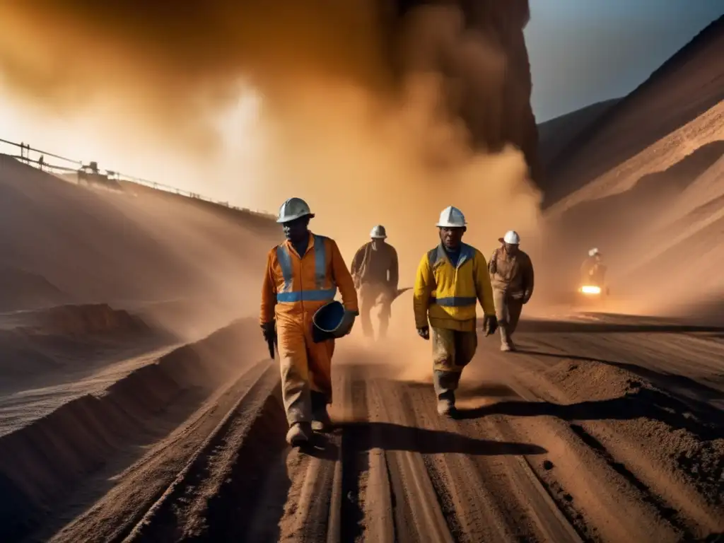 Mineros con protección en entorno de trabajo, destacando la salud de la piel y los riesgos