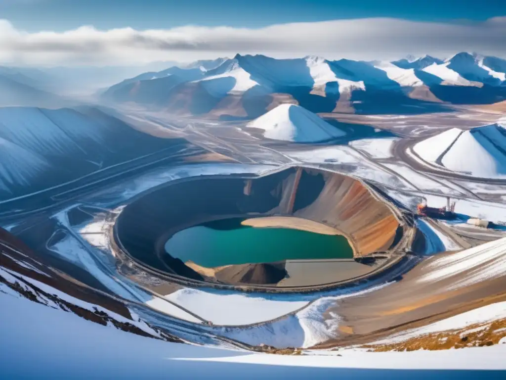 Desafíos de la minería sostenible en América: paisaje de montañas, mina a cielo abierto y trabajadores en un impresionante contraste