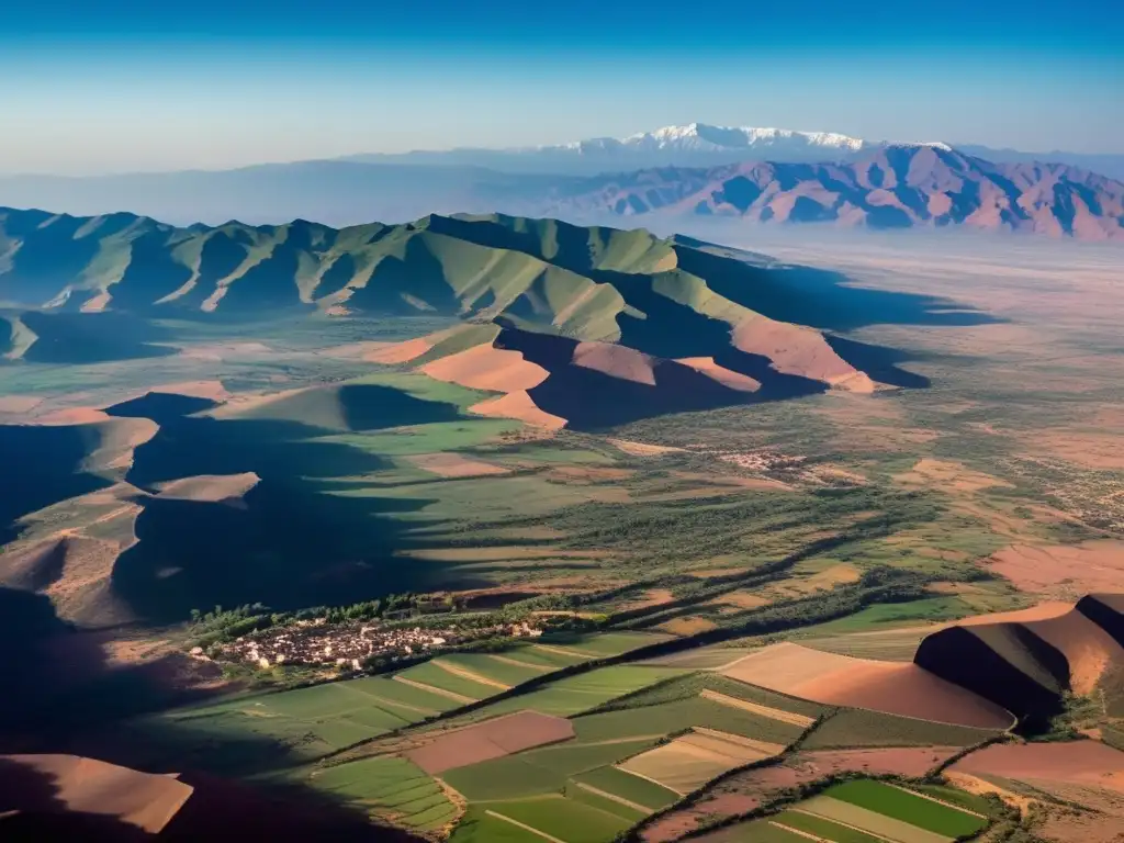 Paisaje marroquí: Montañas Atlas majestuosas y minería de fosfatos con técnicas sostenibles