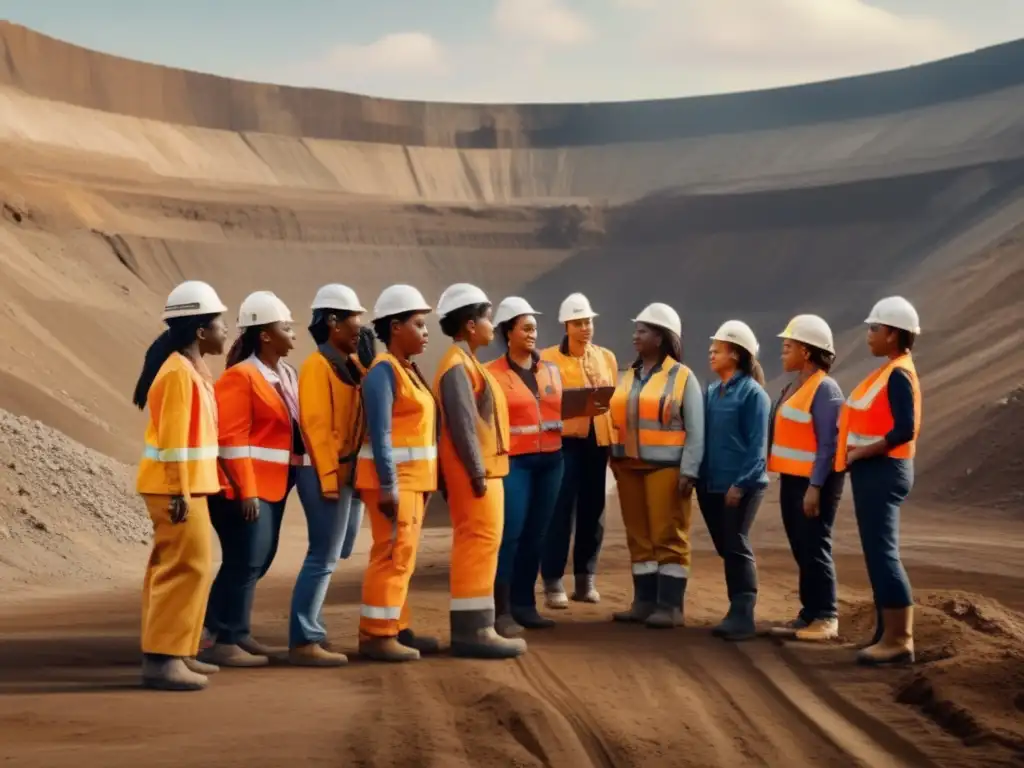 Estrategias inclusivas para minería sostenible con mujeres de diversas etnias y edades, en actividad minera con energía solar y gestión del agua