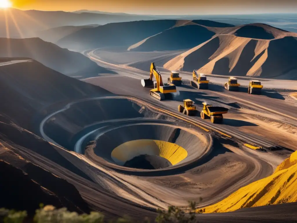 Impacto ambiental de la minería en una impresionante imagen de una explotación a cielo abierto en una región montañosa