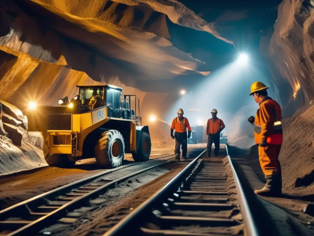 Mineros trabajando en una operación minera con protocolos de emergencia sostenibles