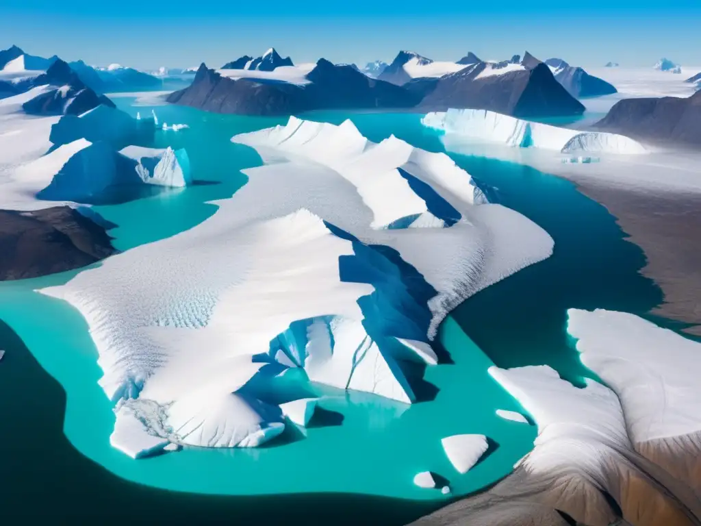 Gestión sostenible de recursos minerales en Groenlandia: paisaje impresionante con glaciares, montañas nevadas y fiordos helados