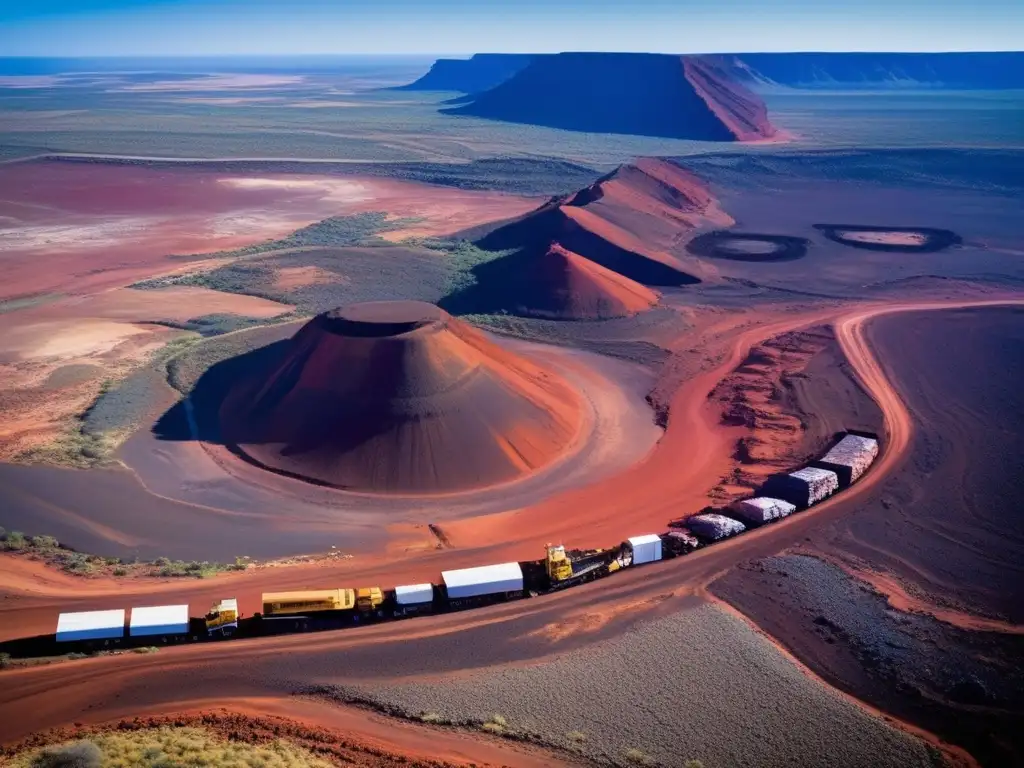 Paisaje impactante de la región Pilbara en Australia Occidental muestra contraste entre tierra roja y cielo azul