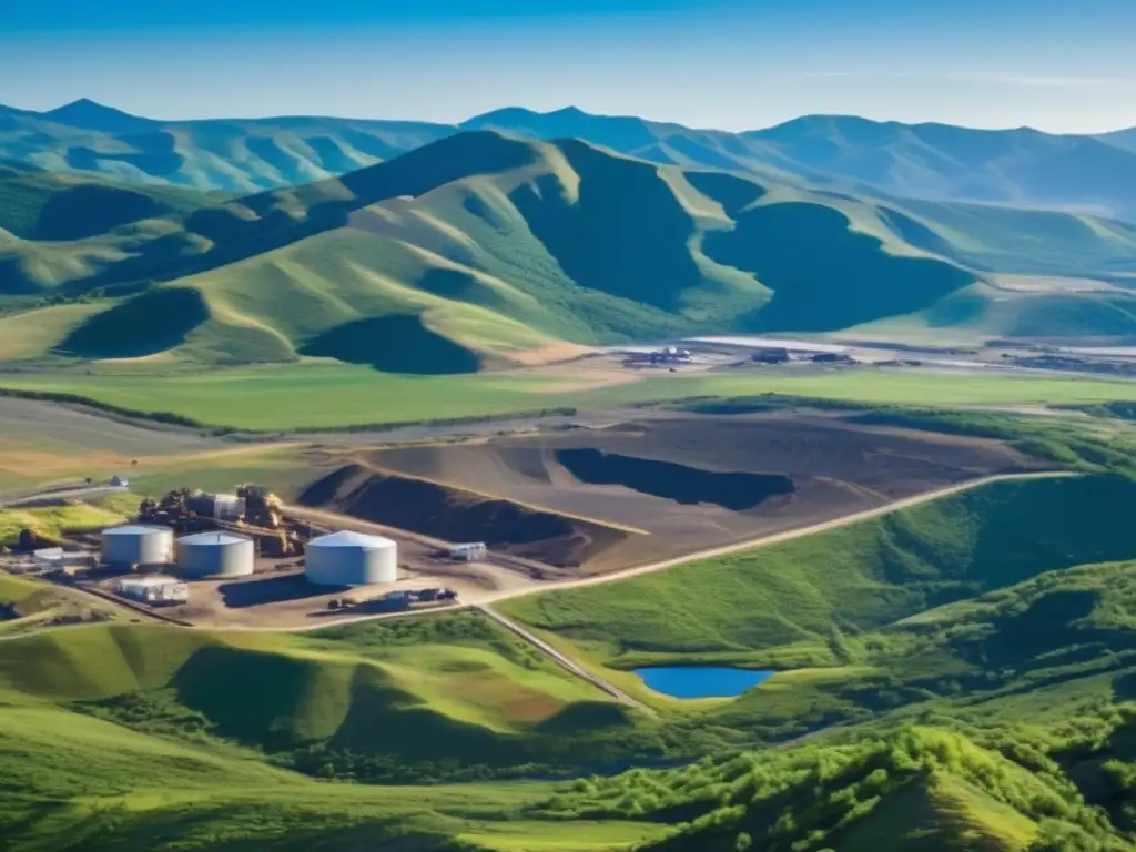 Cambios positivos en la minería sostenible en América - Paisaje rural con montañas, pueblo, vegetación exuberante y sitio minero