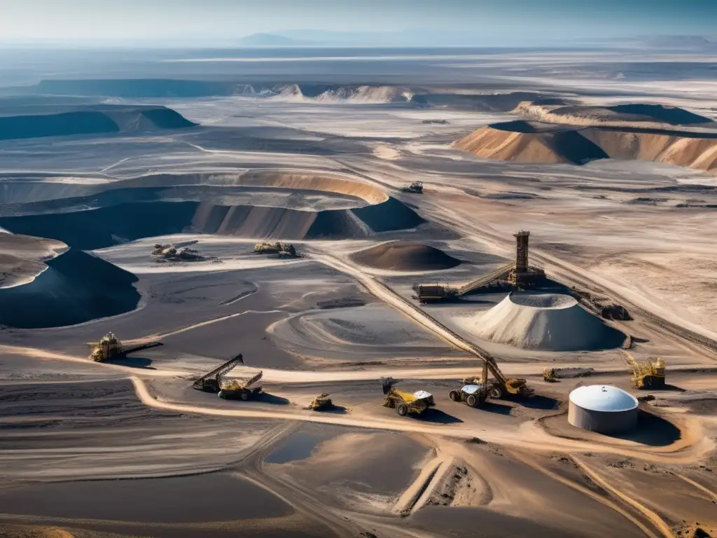 Paisaje minero impresionante, muestra técnica sostenible en la minería