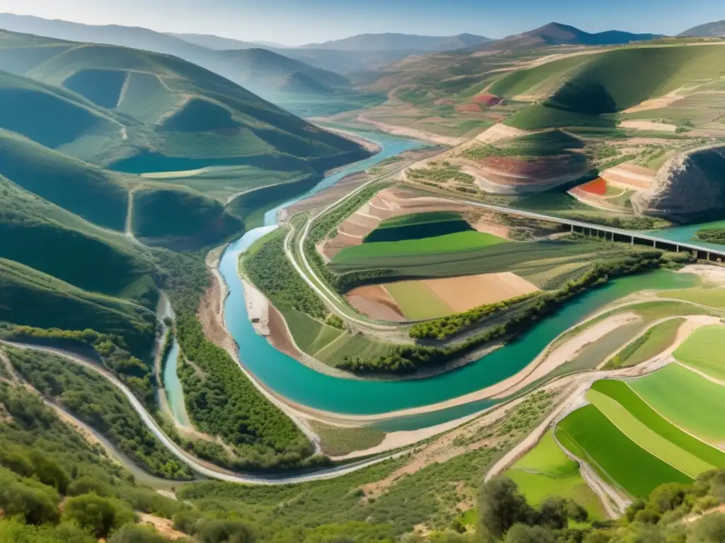 Paisaje panorámico en España con regulaciones mineras sostenibles