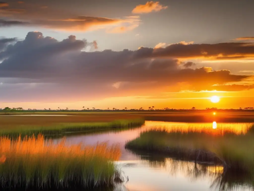 Imagen 8k Pantano Everglades al atardecer: Técnicas sostenibles minería pantano Everglades