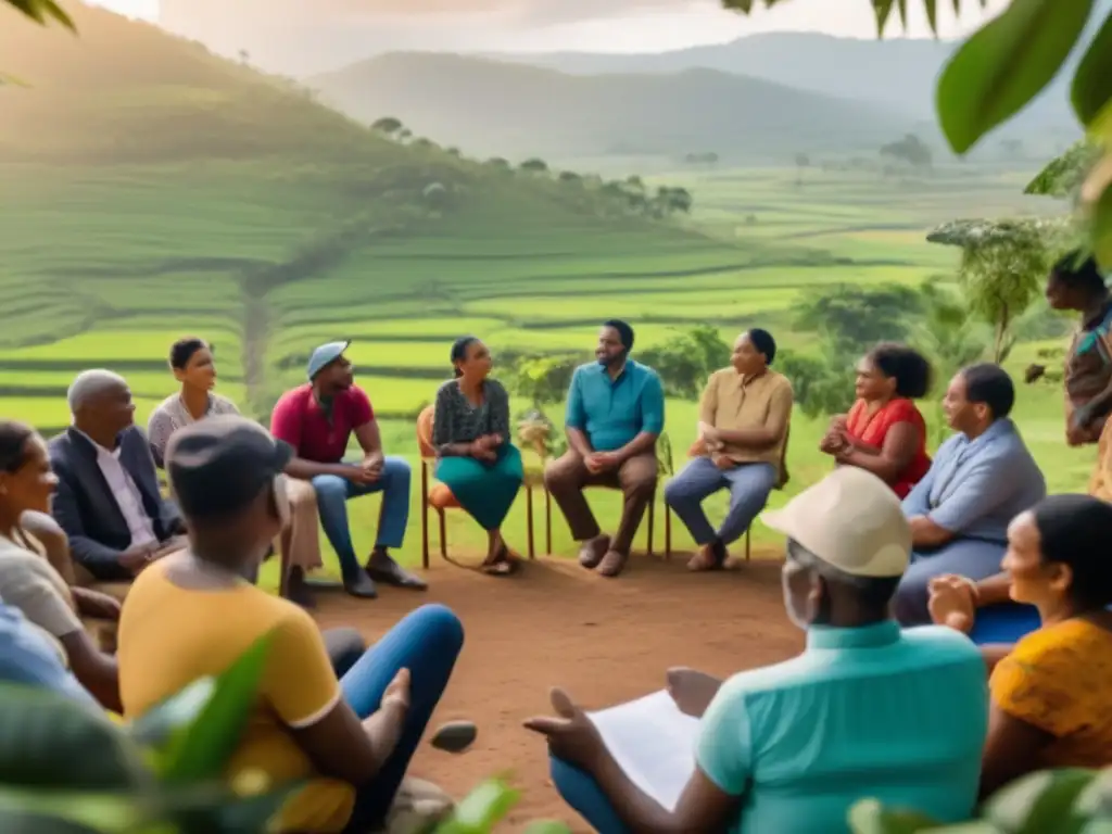 Reunión comunitaria sobre impacto social de la minería sostenible en entorno rural