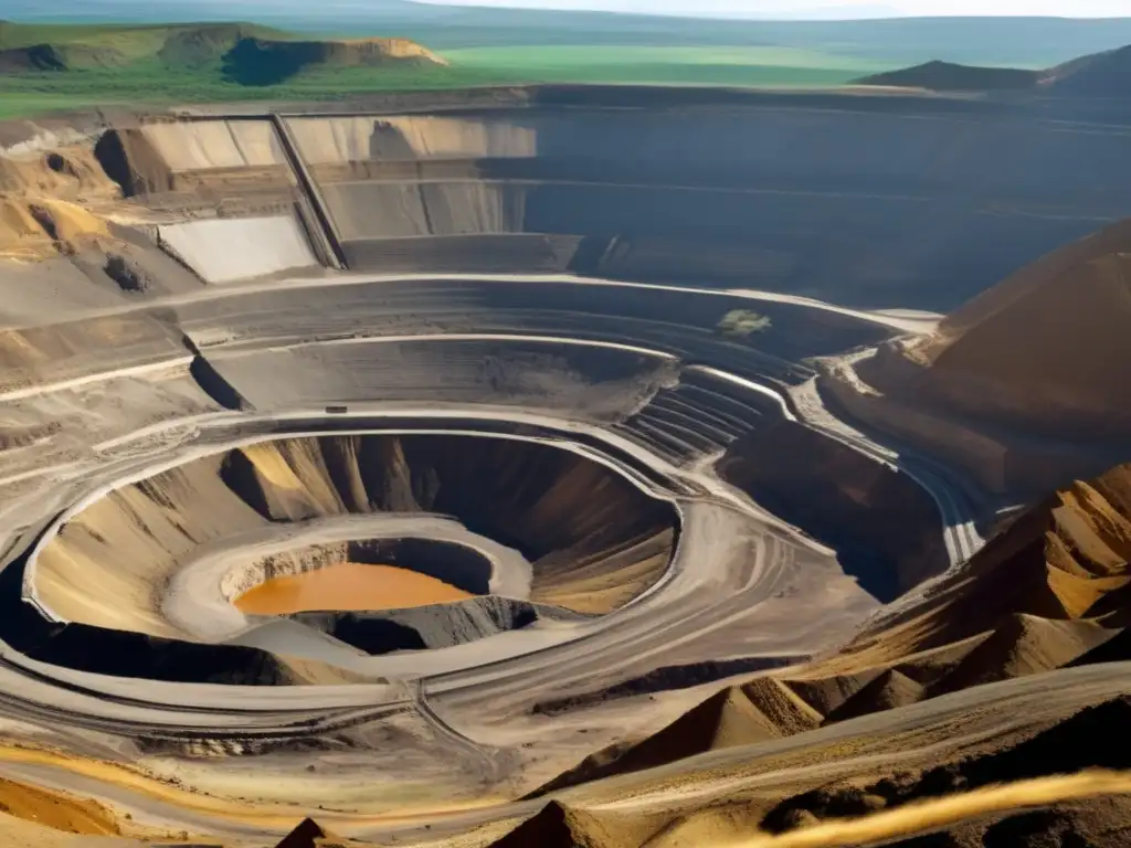 Importancia de la seguridad minera Fotografía impresionante de una mina a cielo abierto y maquinaria minera - Técnicas de mapeo 3D en minería