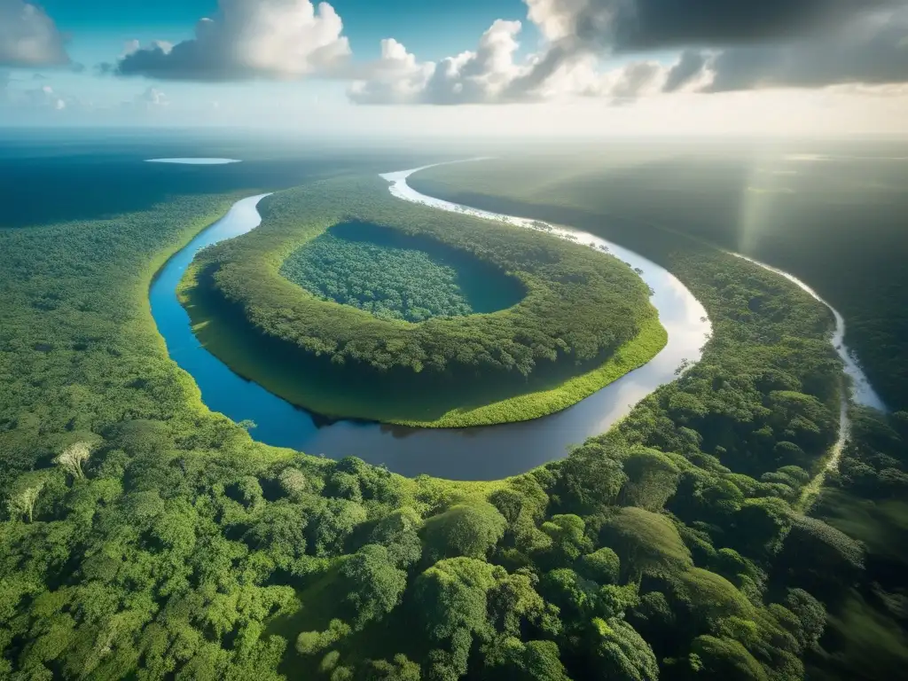 Impacto ambiental de la minería en la Amazonía: exuberante y diversa selva amazónica con árboles altos y un río cristalino