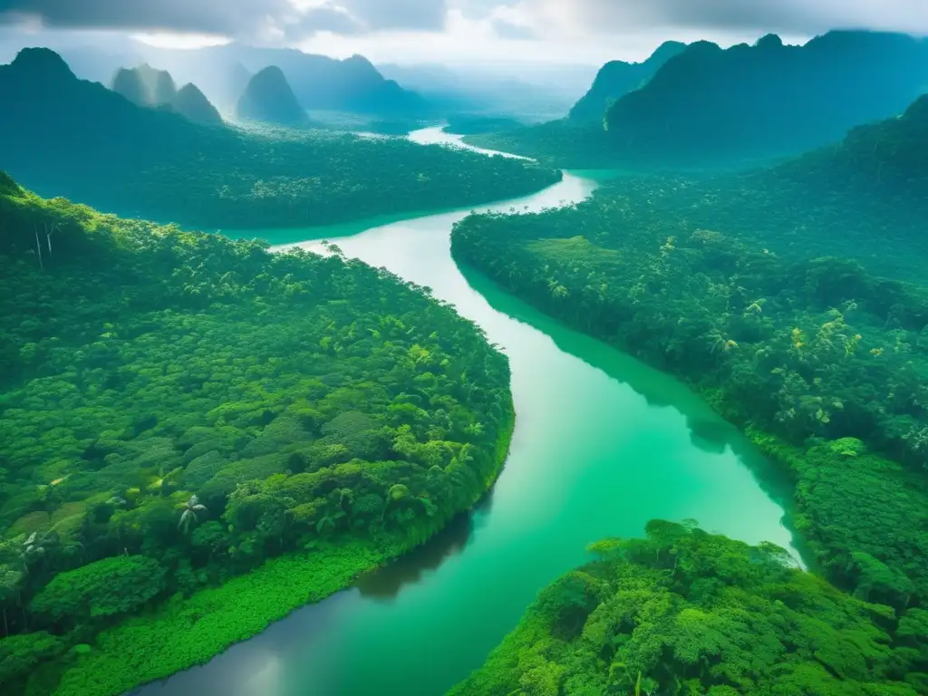 Paisaje exuberante de una selva, ríos cristalinos y comunidad indígena: Protección comunidades indígenas minería