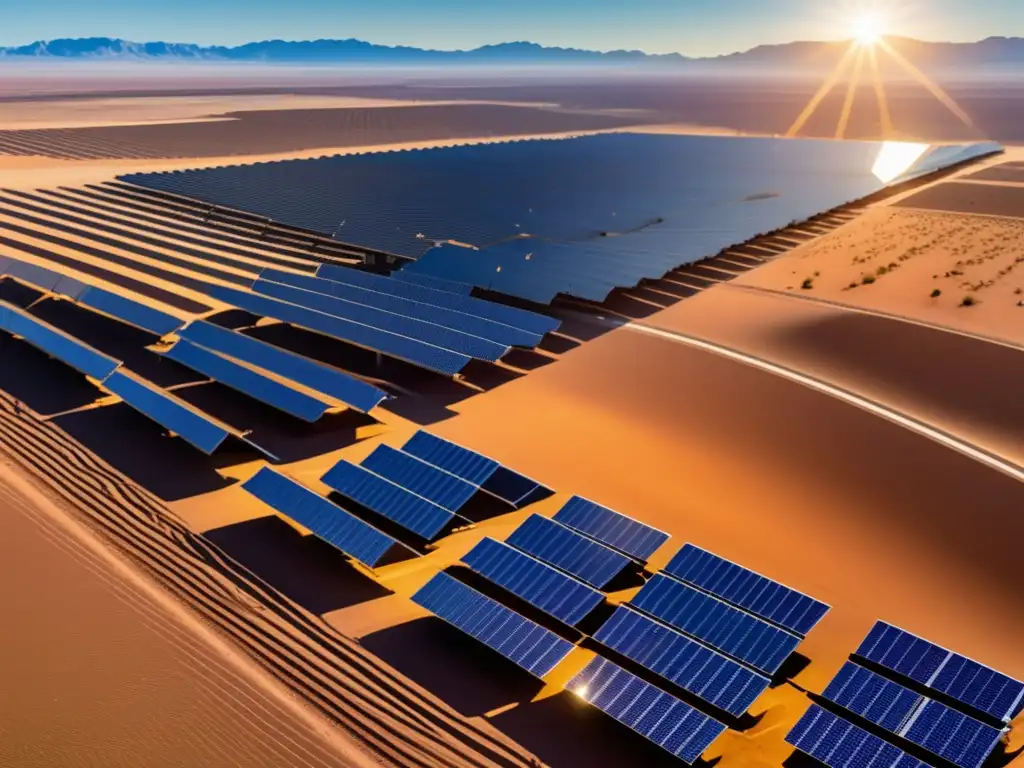 Solar farm en desierto: Importancia minerales críticos en transición energética