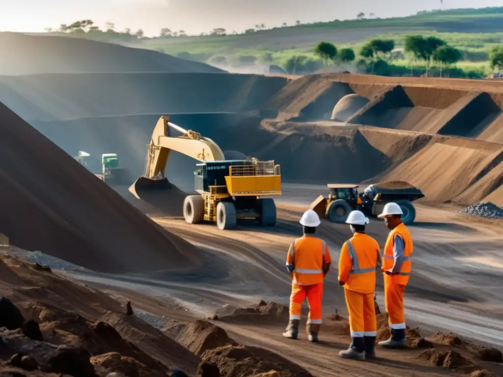 Mineros trabajando con responsabilidad y sostenibilidad en un entorno geológico transformado